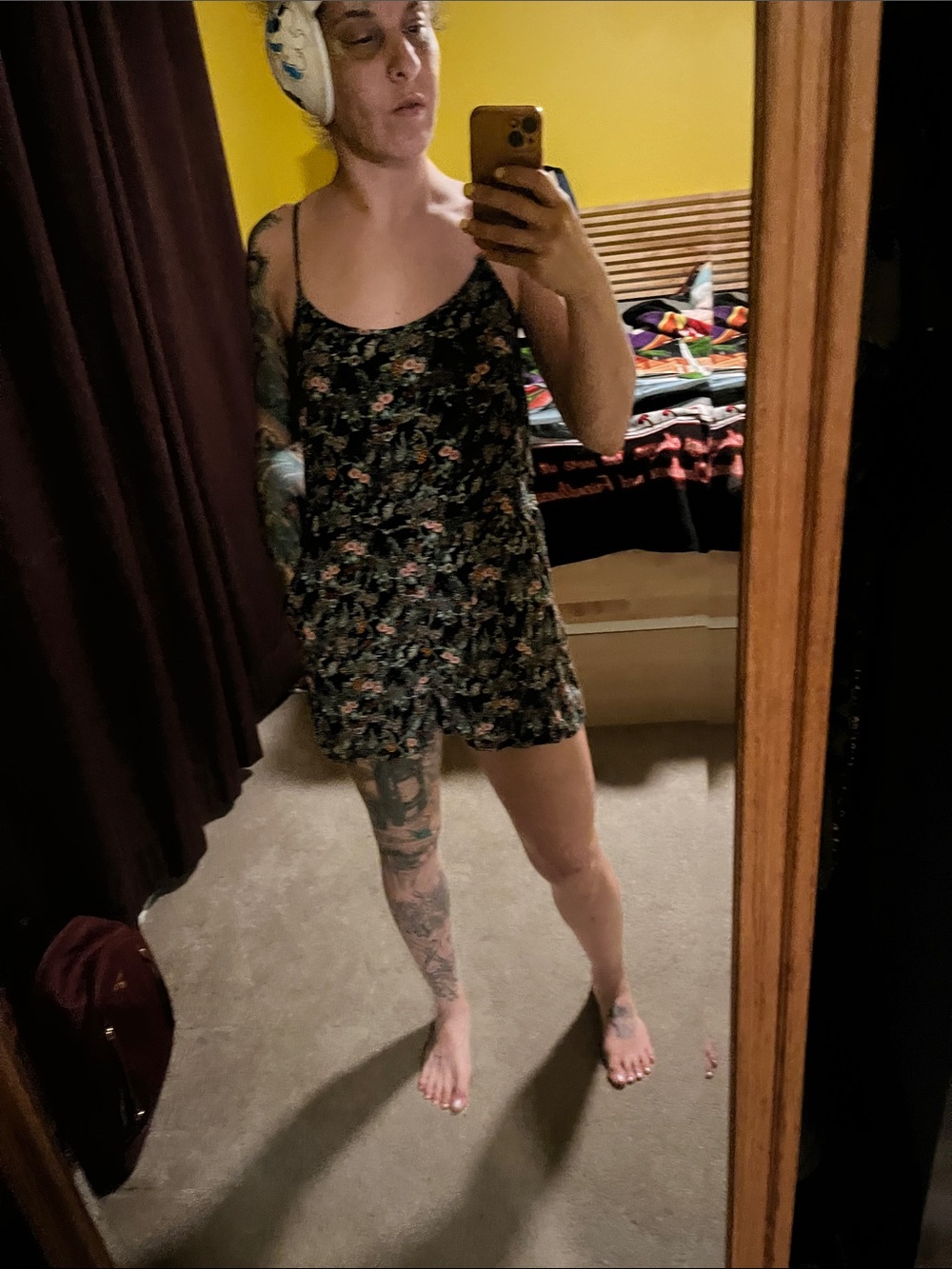 Navy Floral Spaghetti-Strap Romper